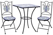 3 pcs conjunto bistro em mosaico azulejos cerâmica azul/branco