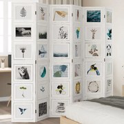 vidaXL Biombo com 6 painéis madeira de paulownia maciça branco