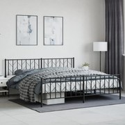 vidaXL Estrutura de cama com cabeceira e pés 200x200 cm metal preto