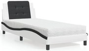 vidaXL Estrutura de cama sem colchão Zadar 80x200 cm couro artificial branco e preto