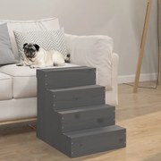 vidaXL Escada p/ animais de estimação 40x49x47 cm pinho maciço cinza
