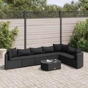 vidaXL 8 pcs conjunto sofás de jardim com almofadões vime PE preto