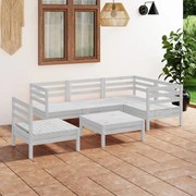 vidaXL 6 pcs conjunto lounge de jardim pinho maciço branco