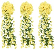 vidaXL Grinaldas de flores de Natal 3 pcs 85 cm amarelo