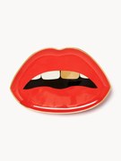 Tabuleiro decorativo em porcelana com ouro Lips