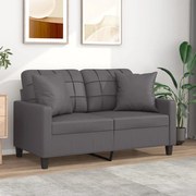 vidaXL Sofá 2 lugares + almofadas decorativas 120cm couro artif. cinza