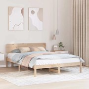 vidaXL Estrado de cama com cabeceira 200x200 cm em madeira de pinho.