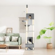 vidaXL Árvore gatos altura ajustável chão-teto 277-303 cm cinza-claro