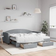 vidaXL Sofá-cama c/ gavetão e gavetas 90x190 cm tecido cinzento-claro