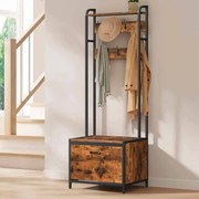 Bengaleiro Hall entrada com sapateira 40 x 65 x 170 cm Castanho vintage-preto