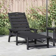 vidaXL Espreguiçadeira Preto 195,5 x 53 x 98,5 cm HDPE