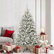 vidaXL Árvore de Natal Artificial Verde e Branco 180 cm PVC e Metal