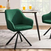 Cadeira de jantar veludo com braços 360° 60 x 60 x 81,5 cm Preto-verde