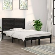 Estrutura cama dupla pequena 120x190 cm madeira maciça preto