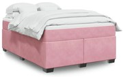vidaXL Cama com molas/colchão 160x200 cm veludo rosa
