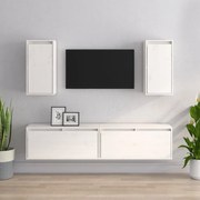 vidaXL Móveis de TV 4 pcs madeira de pinho maciça branco