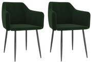 Cadeiras de jantar 2 pcs veludo verde-escuro