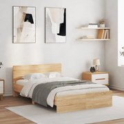 vidaXL Estrutura de cama com cabeceira 135x190 cm carvalho sonoma
