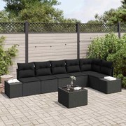 vidaXL Conjunto de Sofá de Jardim 7 Peças com Almofadas Beiges em Rattan e Poliéster.