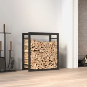 vidaXL Suporte para lenha 50x28x56 cm aço preto mate