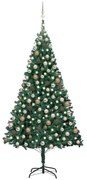 vidaXL Árvore Natal artificial pré-iluminada c/ bolas 210 cm PVC verde