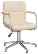 vidaXL Cadeira de jantar giratória tecido cor creme