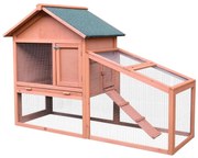 PawHut Casa para coelhos de madeira Casa Exterior para Coelhos Teto de pano de asfalto 144x64,5x100 cm Estrutura grande | Aosom Portugal