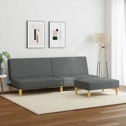 vidaXL Sofá-cama de 2 lugares c/ apoio de pés tecido cinzento-escuro