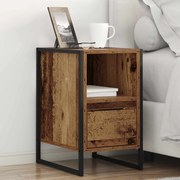 vidaXL Mesa-de-cabeceira com gaveta Madeira Antiga 39,5 x 30 x 50 cm