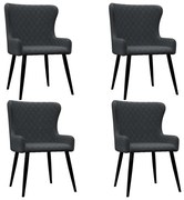 Cadeiras de jantar 4 pcs tecido cinzento-escuro