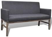 vidaXL Banco almofada acolchoada tecido/árvore-borracha cinza escuro