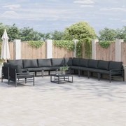 vidaXL Conjunto de Sofá de Jardim 11 pcs Antracite Aço