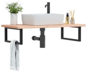 vidaXL Prateleira de parede p/ lavatório aço/madeira de faia maciça