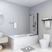 vidaXL Divisória de chuveiro ESG 68x130 cm preto