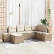 vidaXL Conjunto de Sofá de Jardim com 6 Peças e Almofadas - Rattan Poliéster Bege