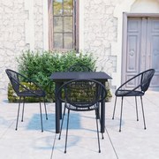 5 pcs conjunto de jantar para jardim vime de PVC preto