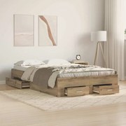 vidaXL Estrutura de Cama com Gavetas Carvalho Artesanal 120x200 cm Madeira de Engenharia