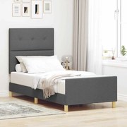 vidaXL Estrutura da Cama Cinzento escuro 100 x 200 cm tecido
