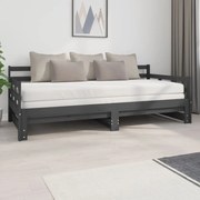 Sofá-cama de puxar pinho maciço cinza 2x(90x200) cm