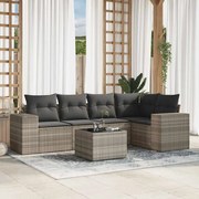 vidaXL 6 pcs conj. sofás jardim com almofadões vime PE cinzento-claro