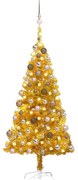 vidaXL Árvore Natal artificial pré-iluminada c/bolas 120cm PET dourado