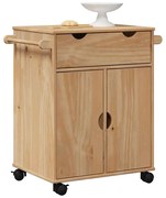 vidaXL Carrinho de cozinha OTTA 59x45x80 cm madeira de pinho maciça