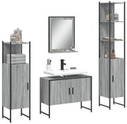 vidaXL 4 pcs conj. móveis casa de banho derivados madeira cinza sonoma