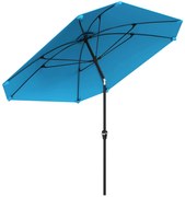Outsunny Chapéu de Sol Exterior 233x233 cm Jardim Ângulo Ajustável Proteção Solar Impermeável Resistente Intempéries Azul | Aosom Portugal