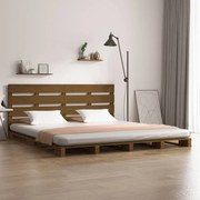 Estrutura de cama casal 135x190 cm pinho maciço castanho mel