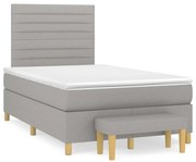 Cama boxspring com colchão 120x190 cm tecido cinzento-claro