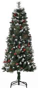HOMCOM Árvore de Natal Artificial 150cm Ignífugo com 360 Ramos 38 Bagas Folhas de PVC Base Dobrável e Suporte Metálico Verde