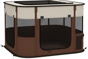 PawHut Caixa para Animais com 6 Janelas, 3 Portas e 2 Bolsos Porta-oggetti, Poliéster e Aço, 74x60x45 cm, Castanho | Aosom Portugal