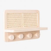 Cabide De Parede Com Prateleira Em Rattan Riley Madeira Natural - Sklum