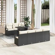 vidaXL Conjunto de Sofás de Jardim 8 Peças com Almofadas Pretas
